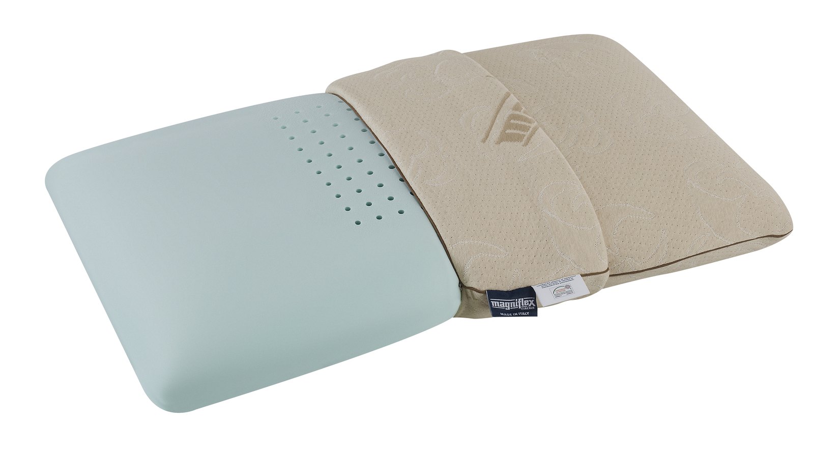 Magniflex Toscana Cotton Pillow with the cover opened