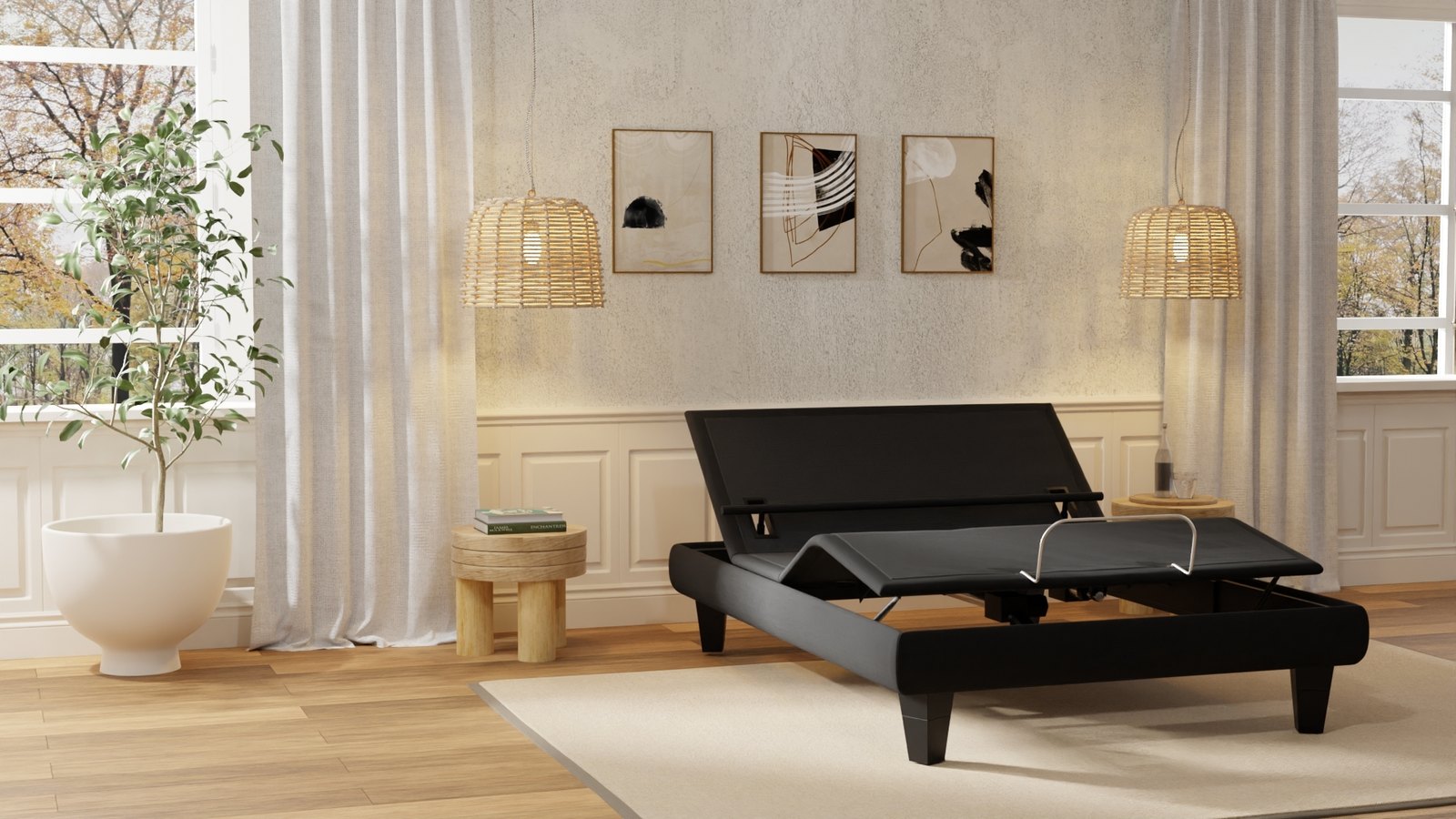 Magniflex Venezia adjustable base in a boho bedroom
